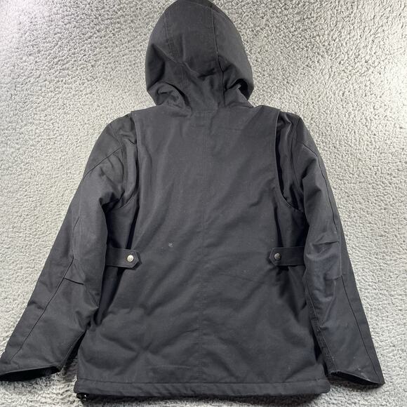 Carhartt Full Swing Zip Hooded Jacket Women Small 4/6 Black Company Logo Duck - Picture 10 of 11